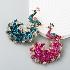 Nuevo broche de pavo real de cristal de diamante completo accesorios de pin de ramillete de estilo de belleza fina