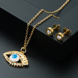 European and American copper microinlaid zircon Devils Eye Necklace Earring Setpicture10