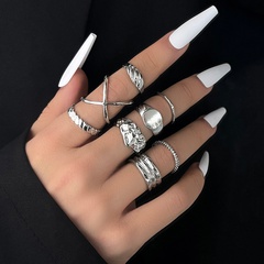European and American personality simple fashion irregular ring metal joint ring eight sets
