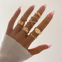 personality simple fashion irregular ring metal joint ring eight sets