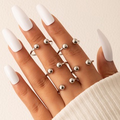 Mode einfacher Schmuck runde Perle offener Ring fünfteiliges geometrisch verstellbares Ringset