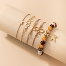 Fashion imitation jade and beaded starfish fivelayer bracelet bow knot love geometric alloy bracelet setpicture7
