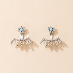 retro imitation gemstone inlaid stud geometric irregular rhinestone earrings