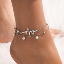 Simple Fashion Foot Ornament Irregular ECG Double Layer Anklet Pearl Chain Multilayer Ankletpicture7