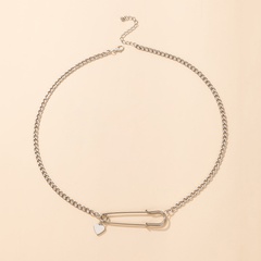 hip-Hop Pin Clavicle Chain Love Pendant Geometric Single Layer Necklace