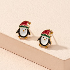 Pendientes de Navidad de fiesta de moda de pingüino lindo de dibujos animados de temperamento navideño