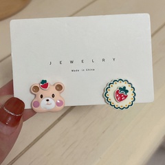 Sweet Strawberry Bear Earrings Cute Paint Earrings