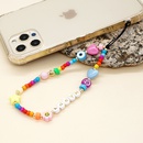 simple mobile phone chain acrylic rainbow round beads glass rice beads soft pottery eyes resin mobile phone lanyardpicture10