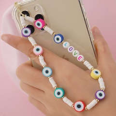 personality mobile phone chain bohemian white soft pottery rainbow eyes of demon anti-lost mobile phone strap