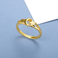 Koreanische Version des einfachen New Star Moon Ring Persönlichkeit Modering 18 Karat vergoldeter Ring