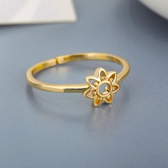 Korean version of simple small flower hollow ring simple 18k gold ring opening adjustable ring
