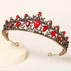 new style retro wedding alloy crown hair accessories red rhinestone bridal crown