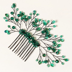 neue Art grüne Zweige Blätter Einsatz Kamm Bankett Hochzeit Mode Kristall Blumenkamm