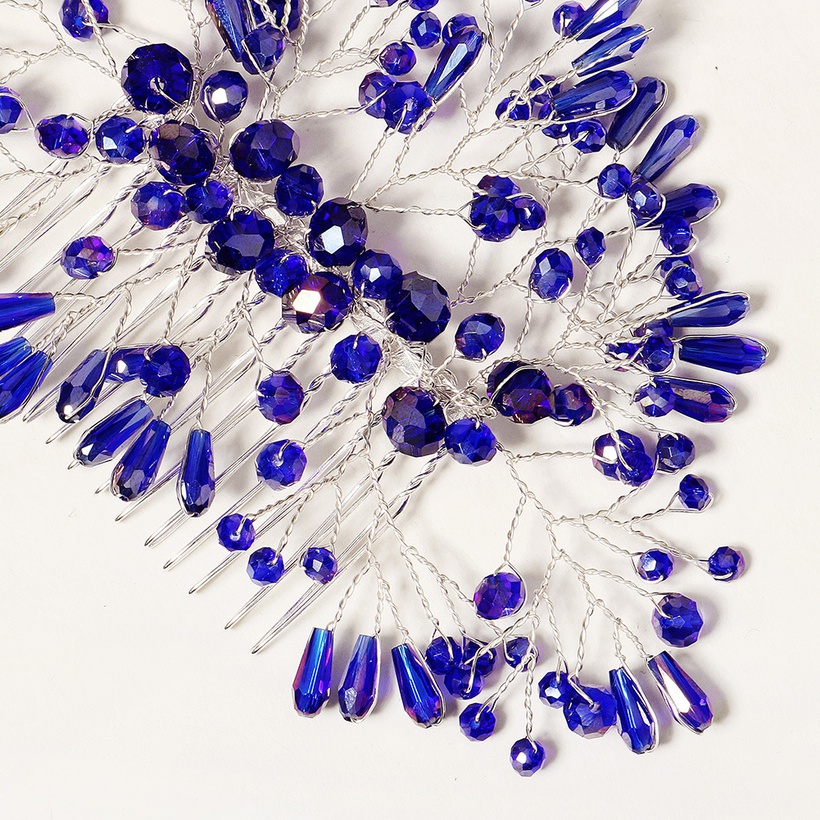 Bijoux Fantaisie Bijoux De Mariage | Bijoux FaitsLa Main Banquet Insert Peigne Personnalis Mode Cristal Bleu Marie Cheveux Peigne - XN63331