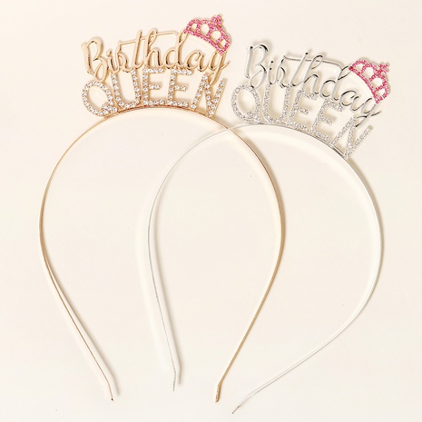 classic wedding bridal headdress fashion letter crown rhinestone headband's discount tags