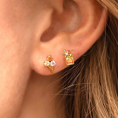 Boucles d'oreilles en cuivre en forme de coeur de série de bonbons à la crème glacée à la mode en gros's discount tags