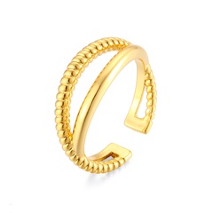 retro personality wrapped simple ring double ring 18K gold plated ring