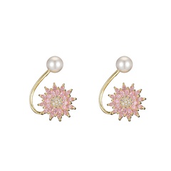 simple s925 silver needle diamond sun flower copper earrings