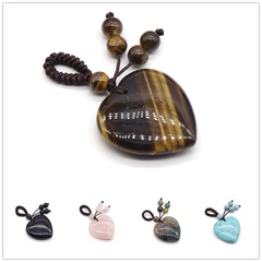 Agate crystal semi-precious stones love woven pendant heart-shaped keychain natural stone peach heart pendant