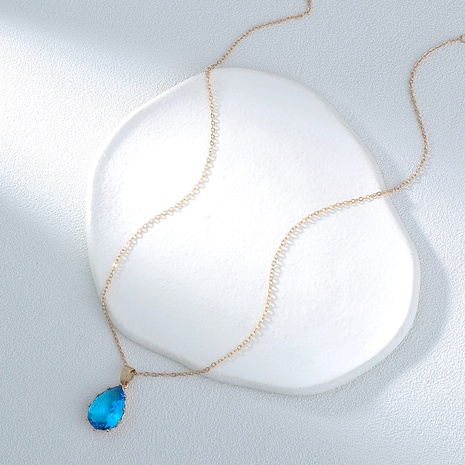 Accessoires de collier pendentif zircon goutte d'eau bleu saphir simple couche simple's discount tags