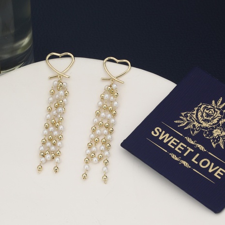 Temperament fashion all-match classic heart shape tassel earrings's discount tags