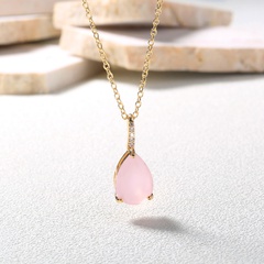 Fashion color jelly natural powder water drop zircon clavicle necklace
