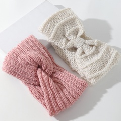 Korean alphabet knitted wool hair band leopard print headband