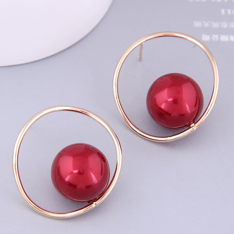 Korean fashion metal concise circle pearl earrings wholesale's discount tags