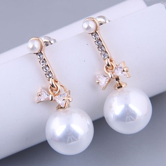 Korean fashion simple butterfly zircon pearl earrings wholesale