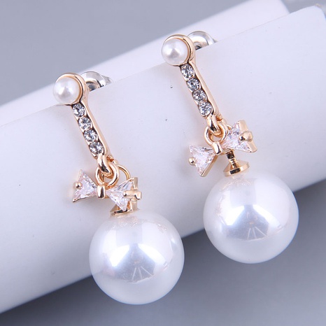 Korean fashion simple butterfly zircon pearl earrings wholesale's discount tags