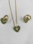 Boucles d39oreilles en forme de coeur ensemble de colliers plaqu cuivre or 18 carats amour vert boucles d39oreilles zirconium temprament chane de la claviculepicture11