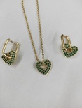 Boucles d39oreilles en forme de coeur ensemble de colliers plaqu cuivre or 18 carats amour vert boucles d39oreilles zirconium temprament chane de la claviculepicture12