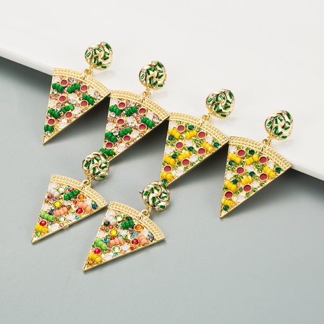 Creative alloy diamond rice beads pizza earrings's discount tags