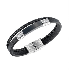 men's diamond leather bracelet wholesale