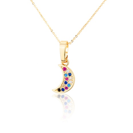 simple small moon zirconium necklace NHBP313723's discount tags