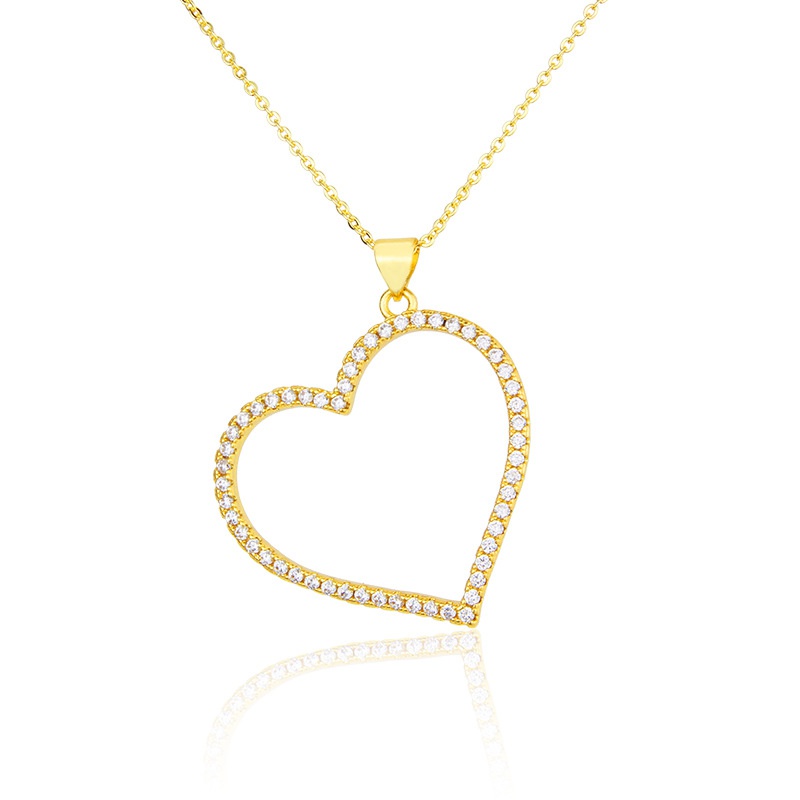 new goldplated inlaid zircon heartshaped necklace