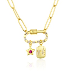 gold-plated star pendant glossy fe tag necklace