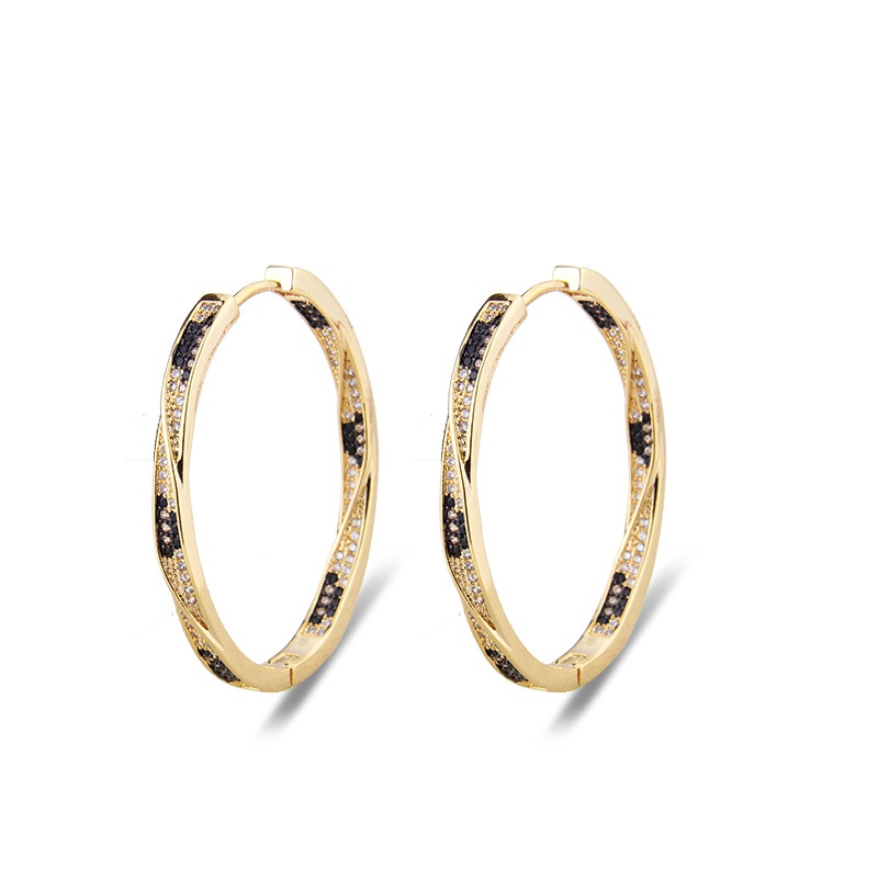 simple oval tworow zircon leopard print earrings