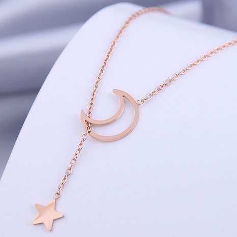 fashion star and moon titanium steel necklace's discount tags