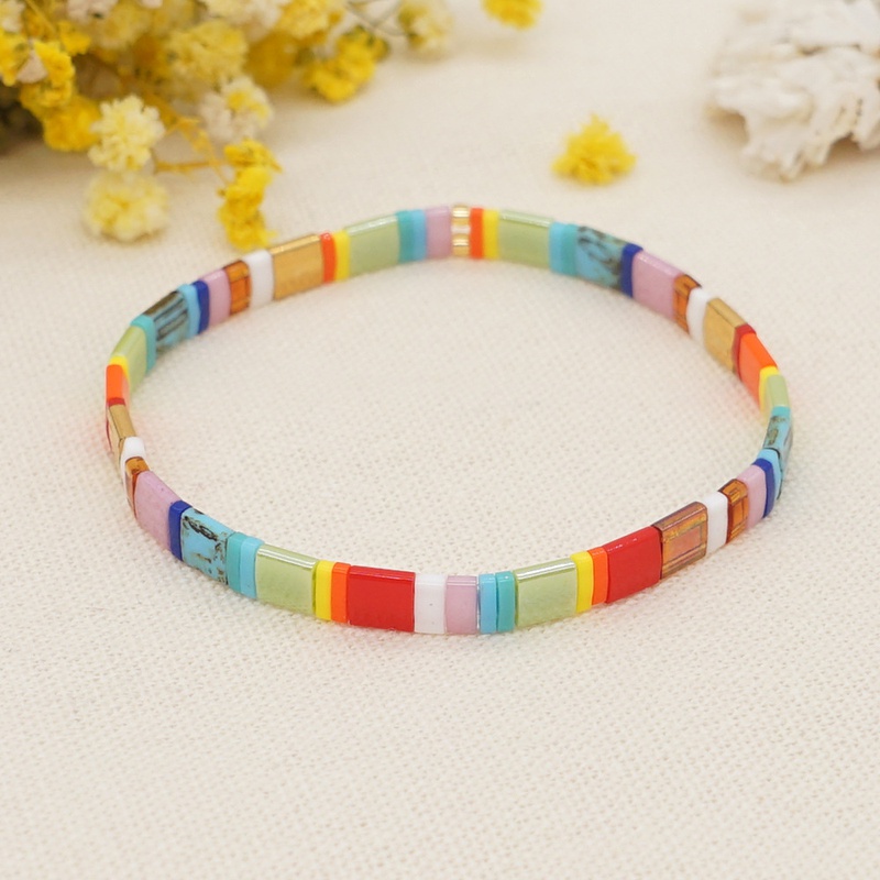 Mode Regenbogen Farbe Quadrat Perlen Armband
