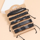 retro simple braided black leather braceletpicture9