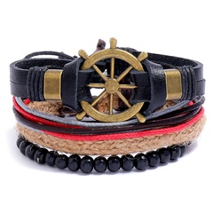 retro rudder braided leather bracelet