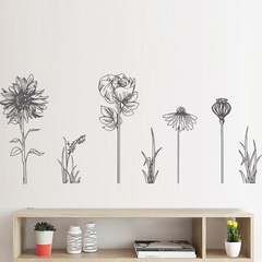 Schwarz Grau Skizze Sonnenblume kreativ Einfache Wandaufkleber
