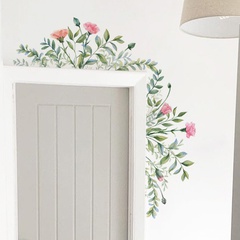 neue einfache grüne Blatt rote Blume diagonale Tür Aufkleber