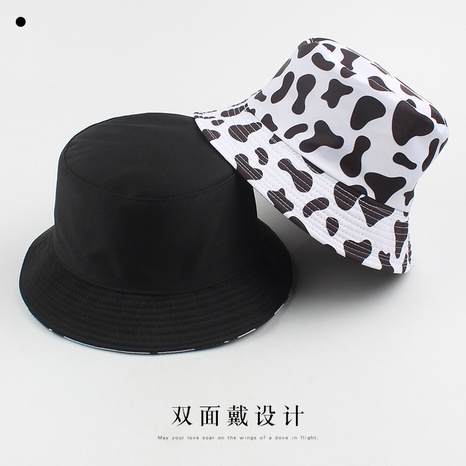 fashion cow print fisherman hat's discount tags