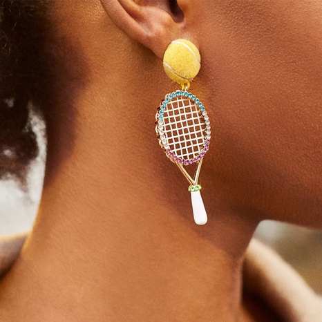 new alloy diamond tennis racket earrings's discount tags