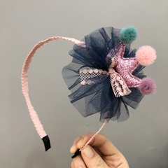 cute sequin crown colorful ball net yarn children's headband