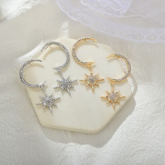 S925 Silver Needle Star Moon Earrings
