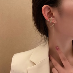 golden asymmetrical simple earrings