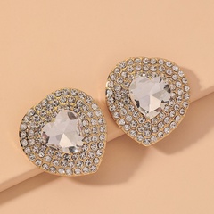 fashion full diamond big heart earrings
